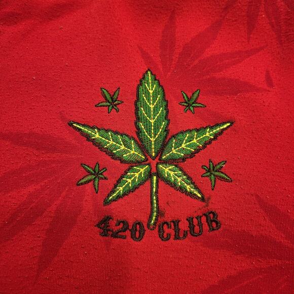 Fresh Kush Mens Large Red Full Zip Hoodie Embroidered All Over Print Sweatshirt - Picture 5 of 10